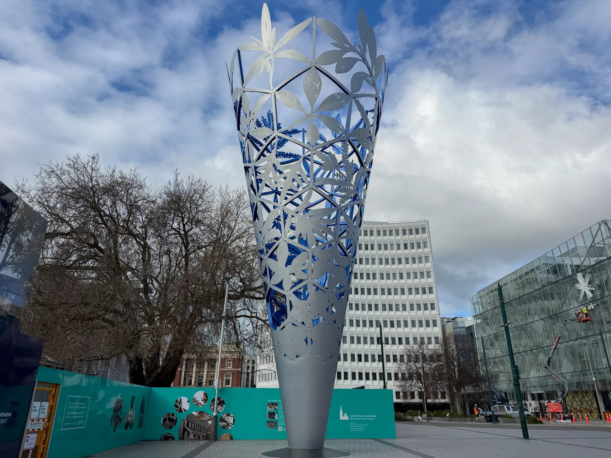 The Chalice’s silver forms reach into the sky.