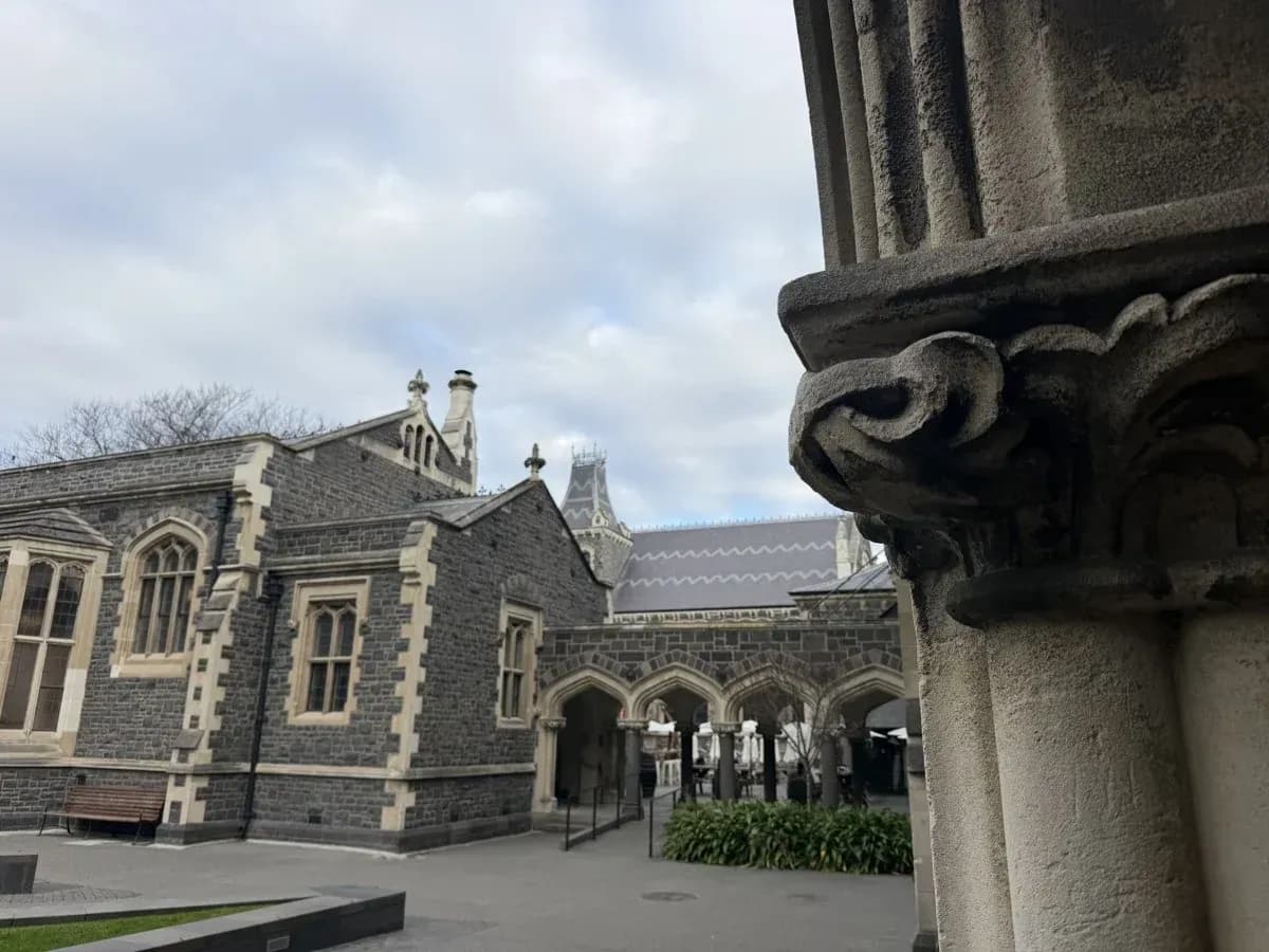 Stone buildings and courtyard at the Christchurch Arts Centre